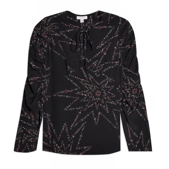 TOPSHOP BLACK STAR PRINT PRAIRIE BLOUSE - Picture 8 of 9